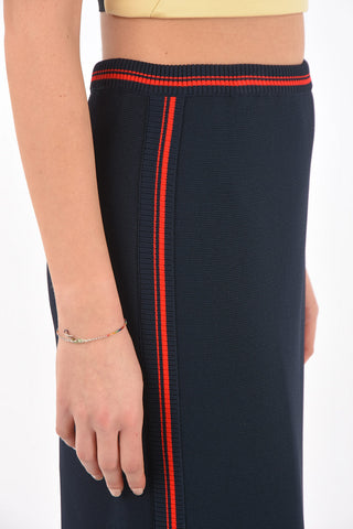 Midi Skirt with Two Tone Ribbed Details