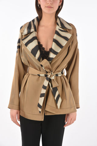 Double-lapel Short Trench with Tiger Details