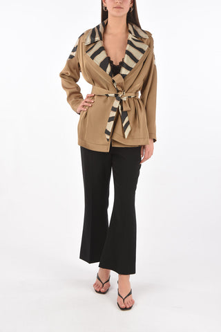 Double-lapel Short Trench with Tiger Details