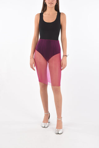 MM0 stretch ribbed sheer skirt