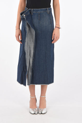 MM6 denim skirt with frayed hem