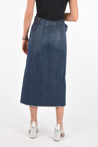 MM6 denim skirt with frayed hem