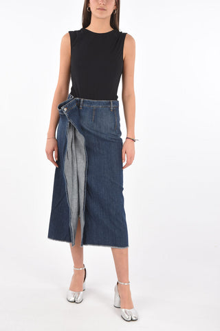 MM6 denim skirt with frayed hem