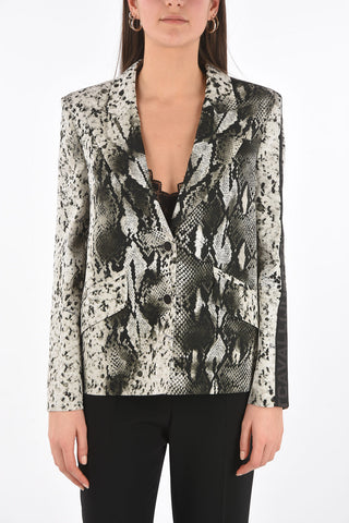Single-breasted SNAKE Printed Blazer with Logo Sleeve Bands