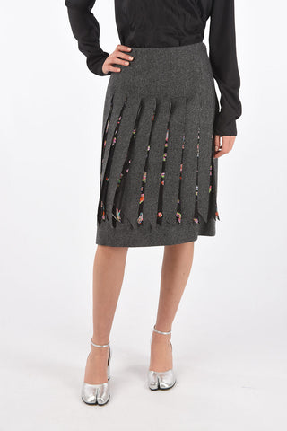 MM0 wool plain herringbone skirt