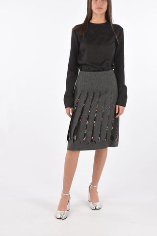 MM0 wool plain herringbone skirt