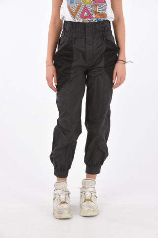Pantaloni in Nylon con Tasche a Rete e Polsini con Bottone