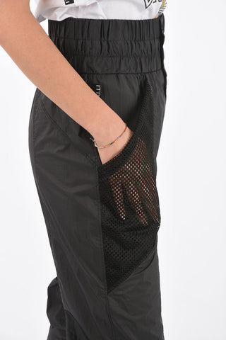 Pantaloni in Nylon con Tasche a Rete e Polsini con Bottone