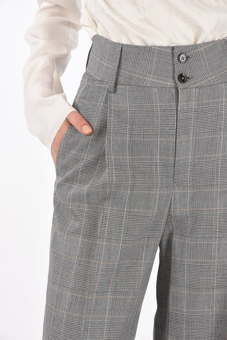 MM6 pantaloni palazzo district check a vita alta