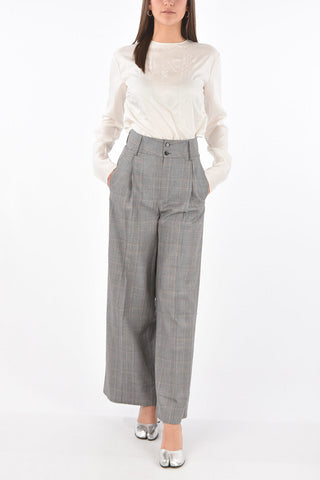 MM6 pantaloni palazzo district check a vita alta