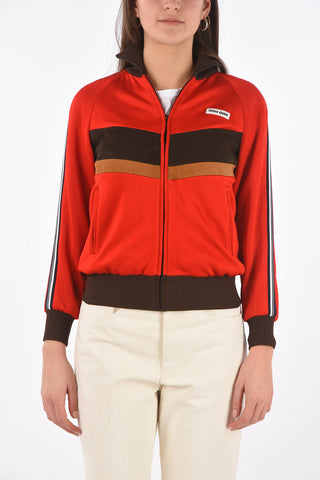 Bomber in Jersey con Dettagli in Suede