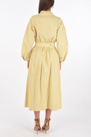 Wrap Skirt Linen Midi Shirt Dress