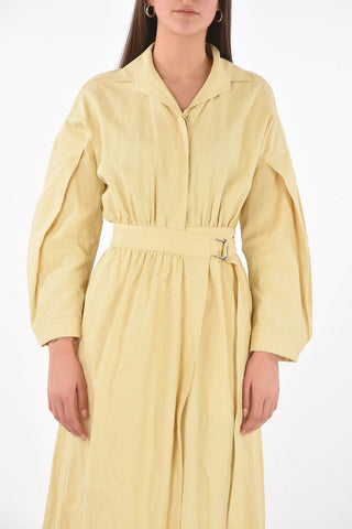 Wrap Skirt Linen Midi Shirt Dress