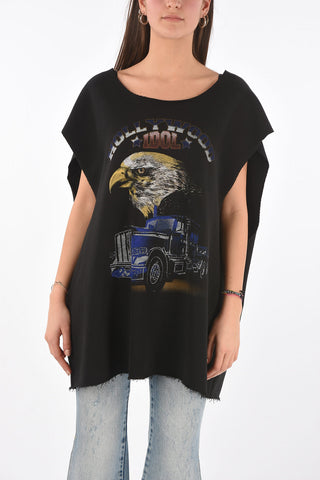 MM0 vestito oversized in felpa con maxi stampa frontale