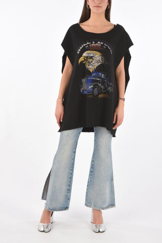 MM0 vestito oversized in felpa con maxi stampa frontale