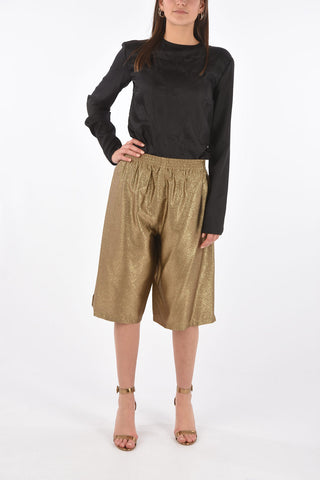 MM0 lurex drawstring waist shorts