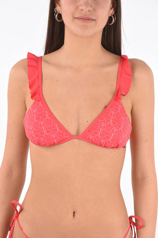 Triangle Bikini Top with Logo Print