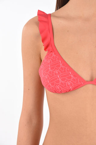 Triangle Bikini Top with Logo Print