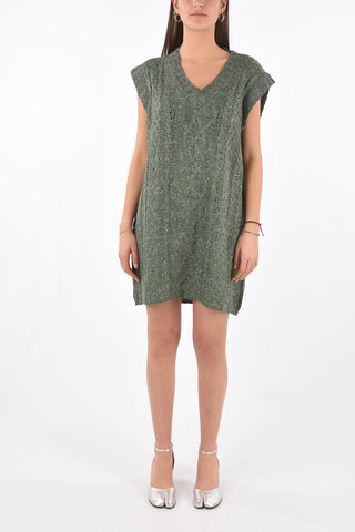 MM6 v-neck cable knit dress