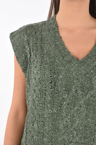 MM6 v-neck cable knit dress