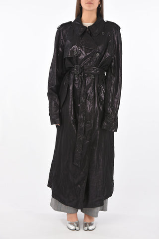 MM0 virgin wool and nylon double breasted coat with belt