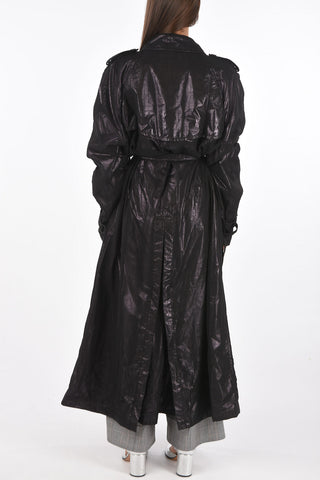 MM0 virgin wool and nylon double breasted coat with belt