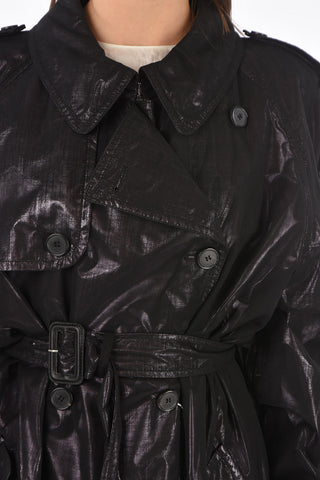 MM0 virgin wool and nylon double breasted coat with belt