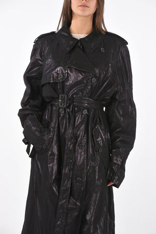 MM0 virgin wool and nylon double breasted coat with belt