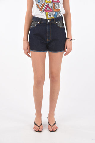 stretch denim high-rise waist shorts
