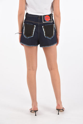 stretch denim high-rise waist shorts