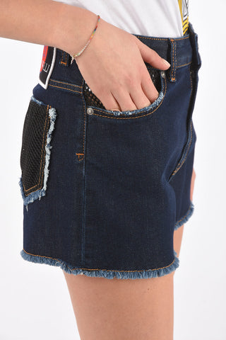 stretch denim high-rise waist shorts