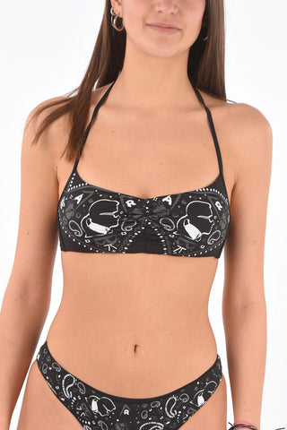 printed bandeau bikini top