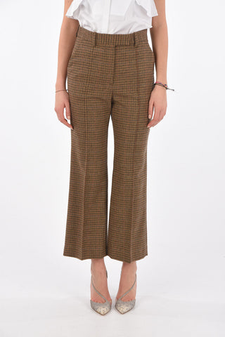Pantaloni FLARED Pied de Poule con Pieghe Frontali
