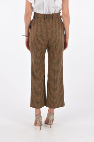 Pantaloni FLARED Pied de Poule con Pieghe Frontali