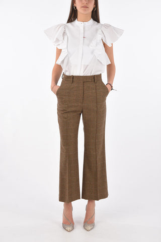 Pantaloni FLARED Pied de Poule con Pieghe Frontali