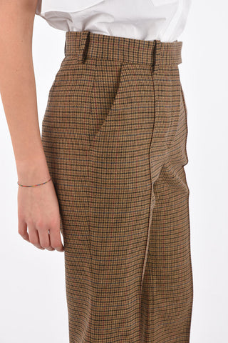 Pantaloni FLARED Pied de Poule con Pieghe Frontali