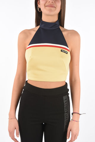 Halter Neck Two Tone Crop Top