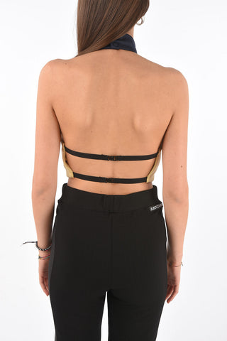Halter Neck Two Tone Crop Top