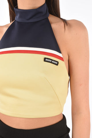 Halter Neck Two Tone Crop Top