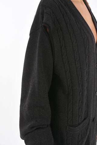 MM0 v-neck cardigan with ostrich feathers