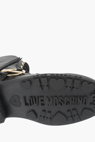 LOVE textured leather combat boots with golden details