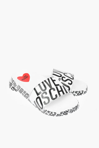 LOVE logo printed faux leather slides