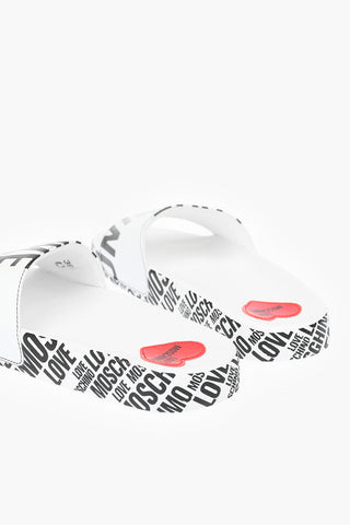 LOVE logo printed faux leather slides