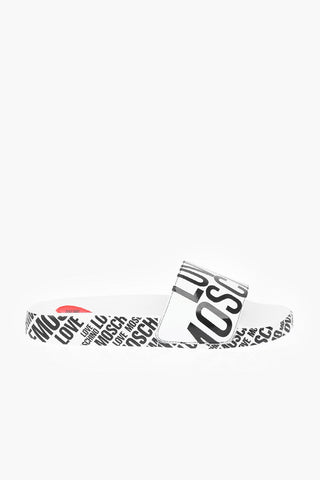 LOVE logo printed faux leather slides
