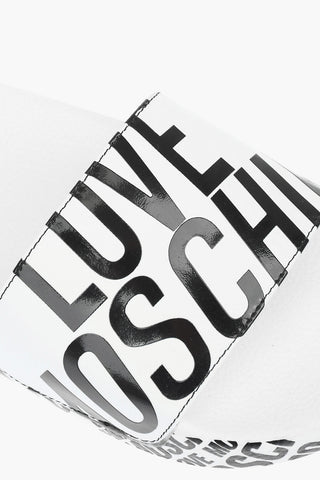 LOVE logo printed faux leather slides