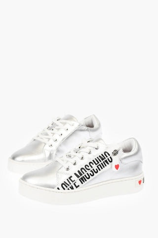 LOVE sneakers in pelle lamé con zip