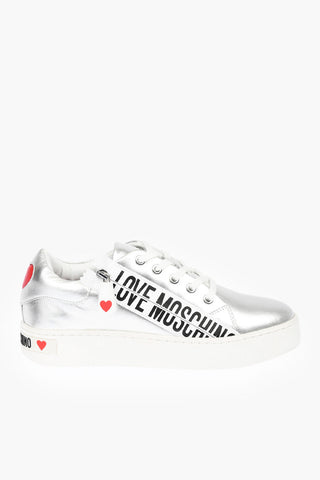 LOVE sneakers in pelle lamé con zip