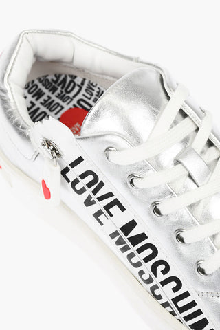 LOVE sneakers in pelle lamé con zip