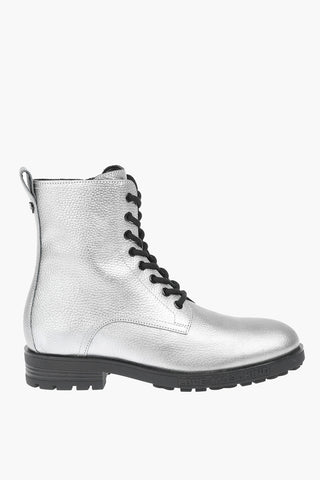 LOVE glistening textured leather combat boots