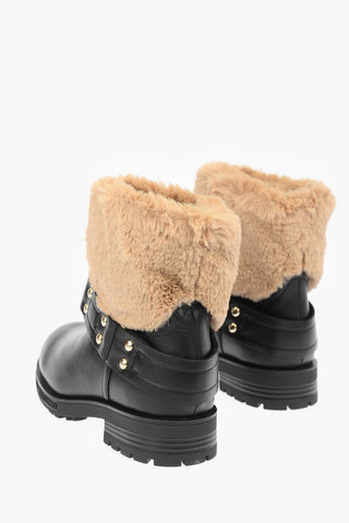 LOVE leather ankle boots with faux fur details